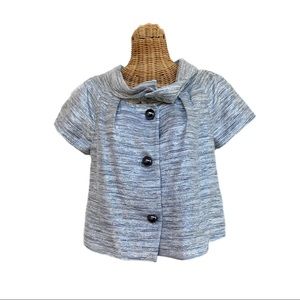 KATE SPADE Silver Tinsel Short Sleeve Evening Jacket